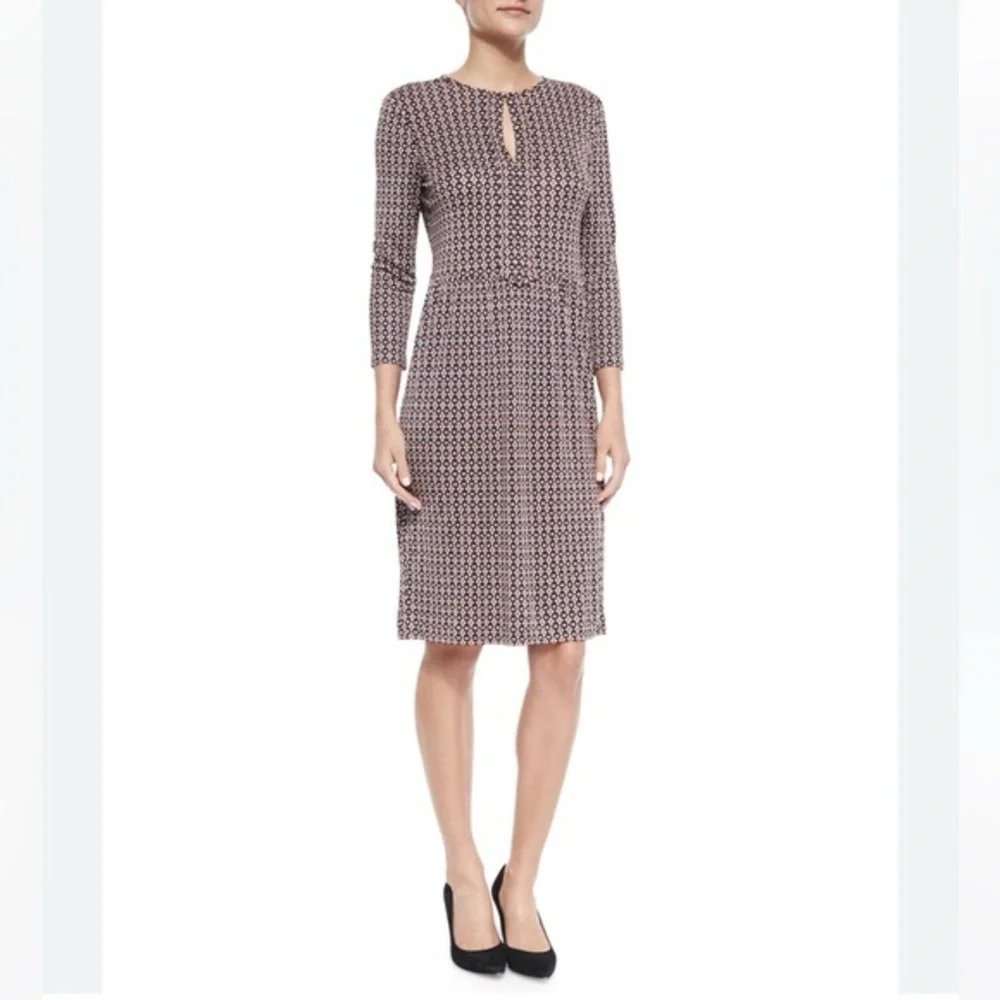 Tory Burch Printed Silk Keyhole-Front Dress